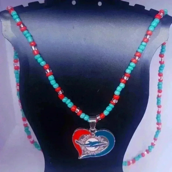 Miami Dolphins Beaded Necklace - Picture 3 of 4